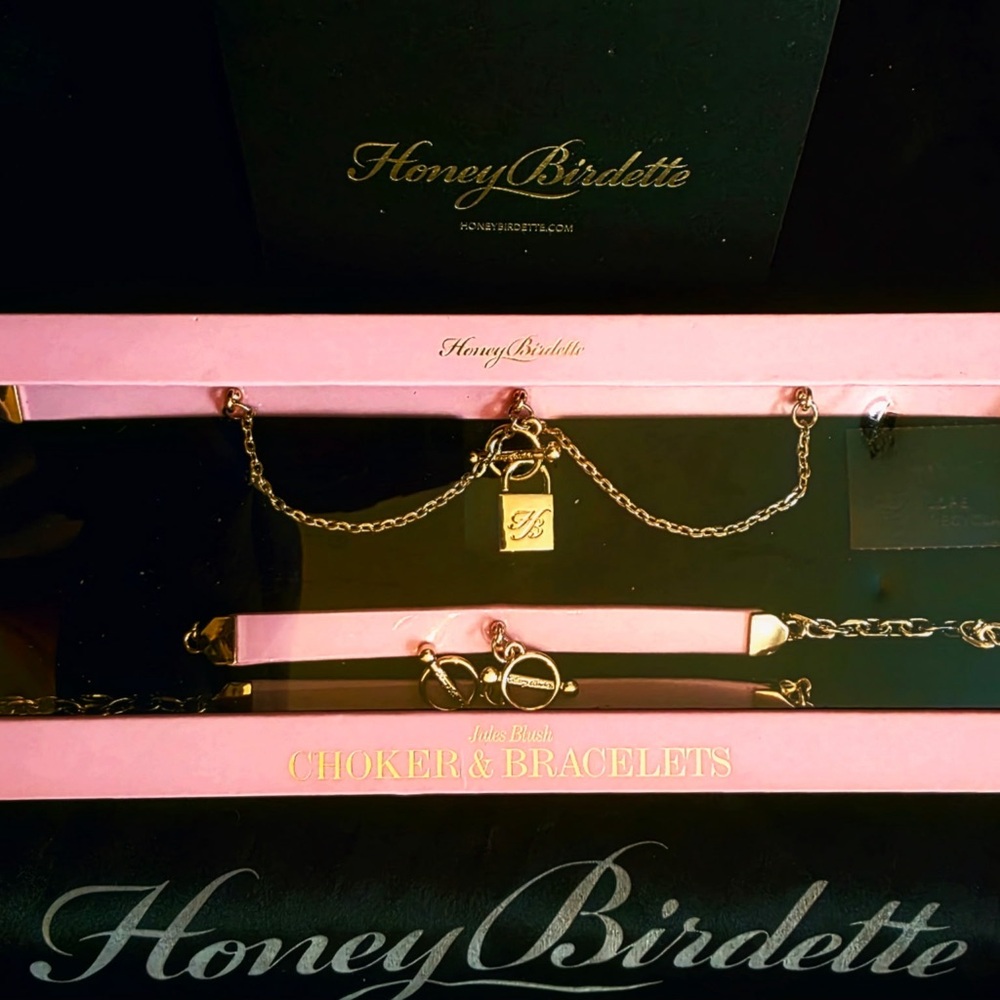 Never opened rare Honey Birdette Jules blush choker and Bracelets Set